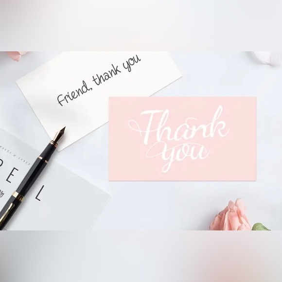 50 Thank you cards for your small business Pink & White Business Card size - Picture 4 of 11